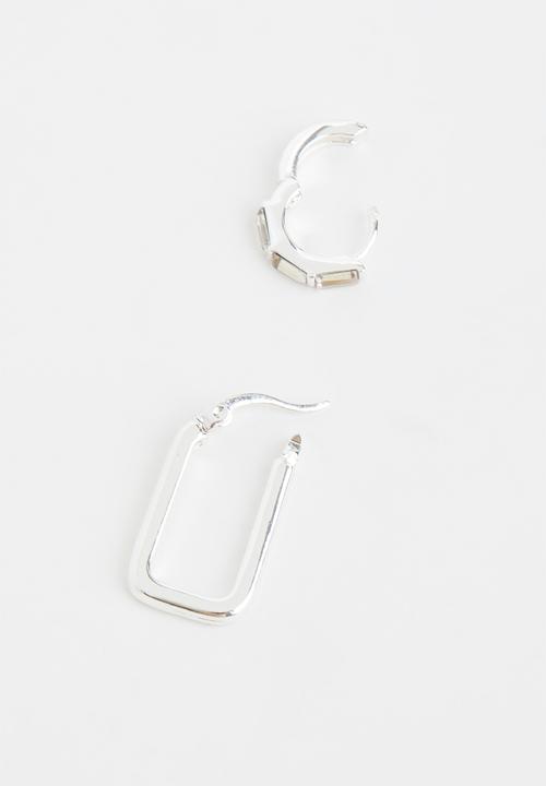 Rubi - Premium ear stack silver plated - sterling silver plated rectangle