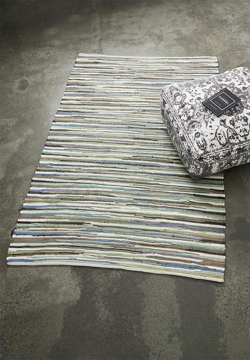 Sixth Floor - Recycled chindi rug - stripe green