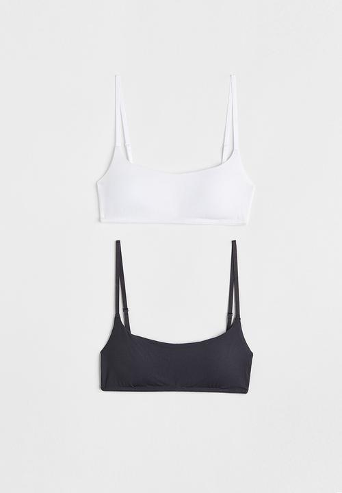 H&M - 2 Pack padded bras - dark grey & white