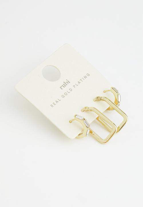 Rubi - Premium ear stack gold plated - gold plated rectangle