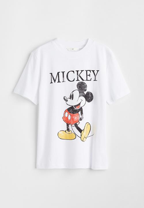 H&M - T-shirt with a motif - white/mickey mouse