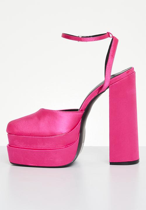 Public Desire - Moonchild closed toe statement platform heel - pink satin
