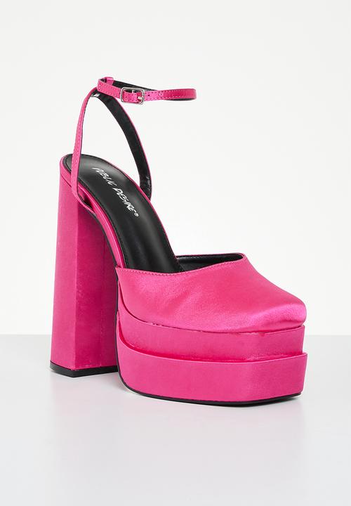 Public Desire - Moonchild closed toe statement platform heel - pink satin