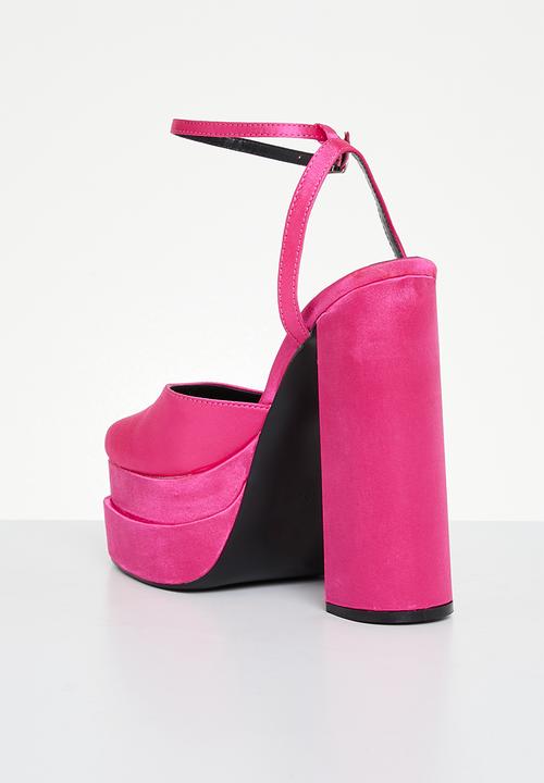 Public Desire - Moonchild closed toe statement platform heel - pink satin