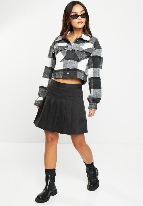 dailyfriday - Crop check shacket - black check