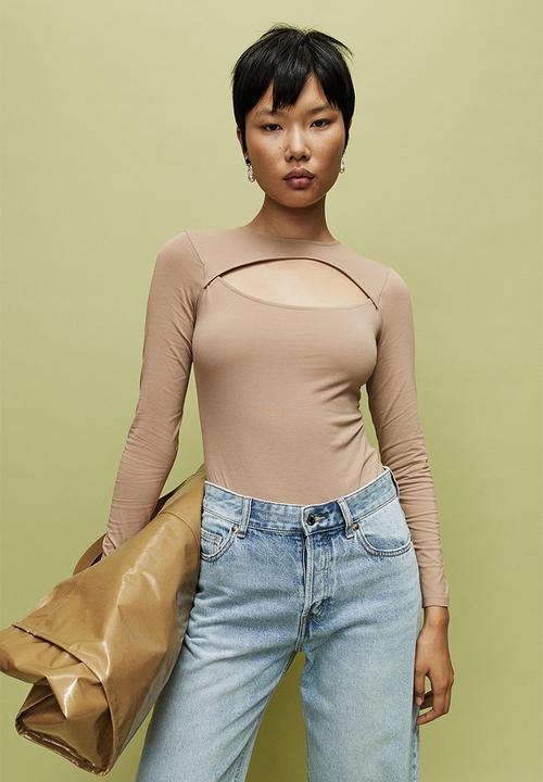 H&M - Cut-out thong body - beige