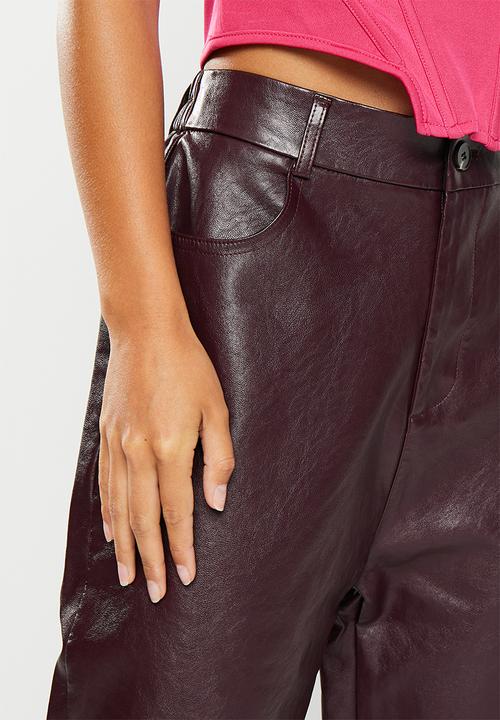dailyfriday - Pu tapered trousers - burgundy
