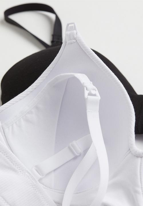 H&M - Mama 2 pack padded nursing bras - black & white