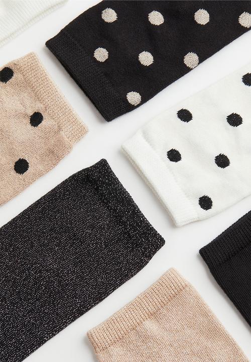 H&M - 7 Pack socks - white & brown 