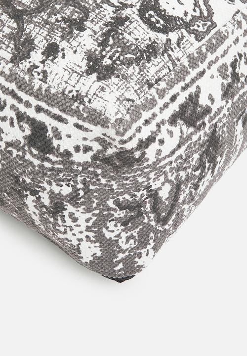 Sixth Floor - Antique printed ottoman - charcoal