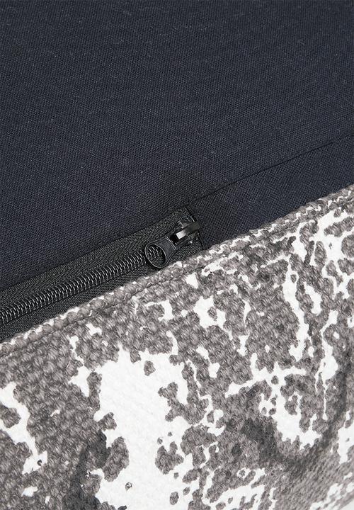 Sixth Floor - Antique printed ottoman - charcoal