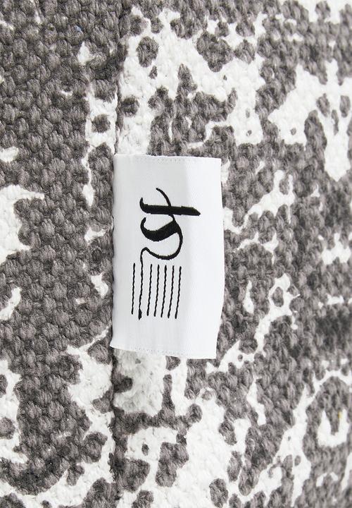 Sixth Floor - Antique printed ottoman - charcoal