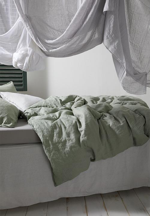 H&M - Linen duvet cover set - sage green