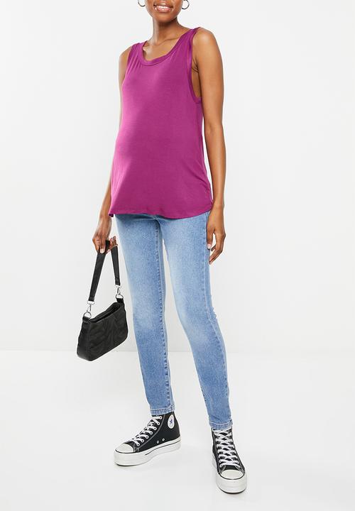 Cotton On - maternity everyday girlfriend tank - raspberry purple