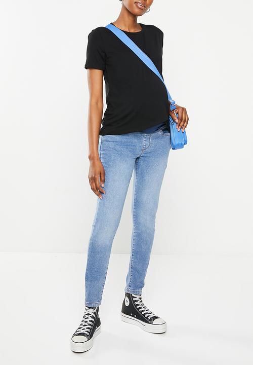 Cotton On - maternity super stretch jean over belly - rain blue