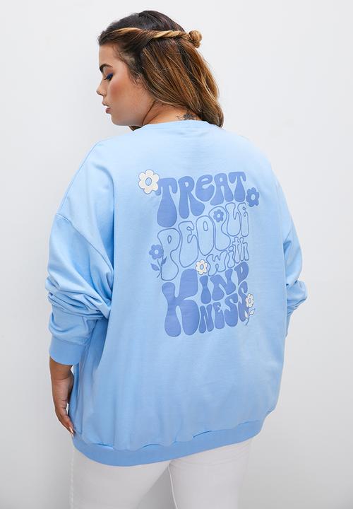 Blake - Slouch back graphic crew - blue