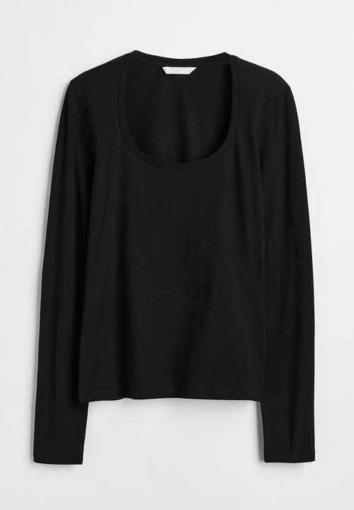 H&M - Long-sleeved jersey top - black