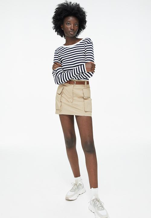 H&M - Ribbed top - black/white striped