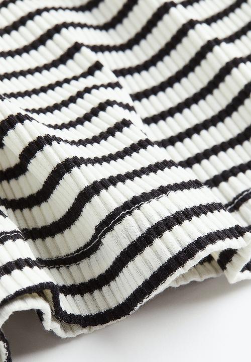 H&M - Ribbed top - black/white striped