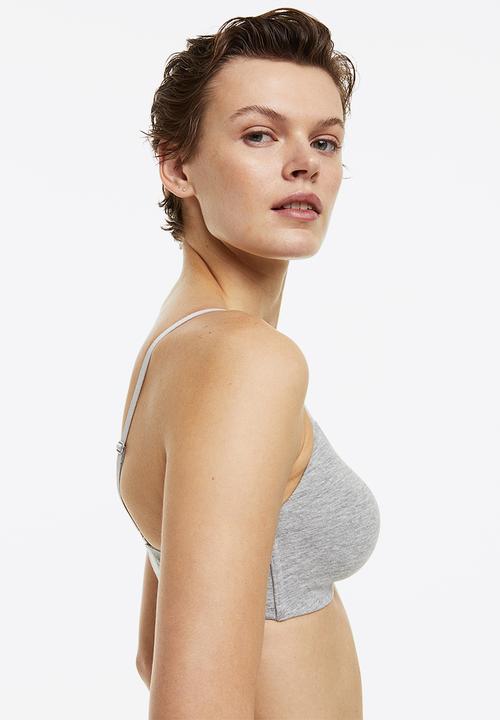 H&M - 2 Pack padded cotton bras - light grey marl & black