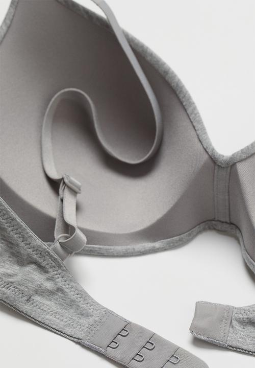 H&M - 2 Pack padded cotton bras - light grey marl & black