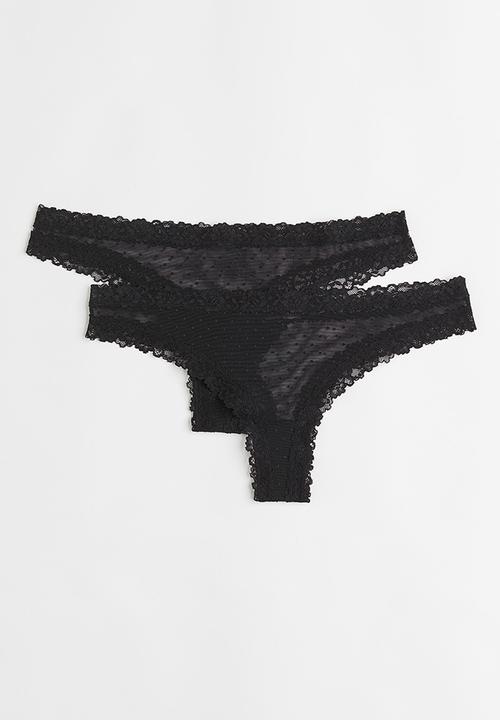 H&M - 2 Pack brazilian briefs - black/spotted 