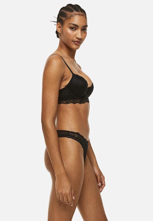 H&M - Padded underwired lace bra - black