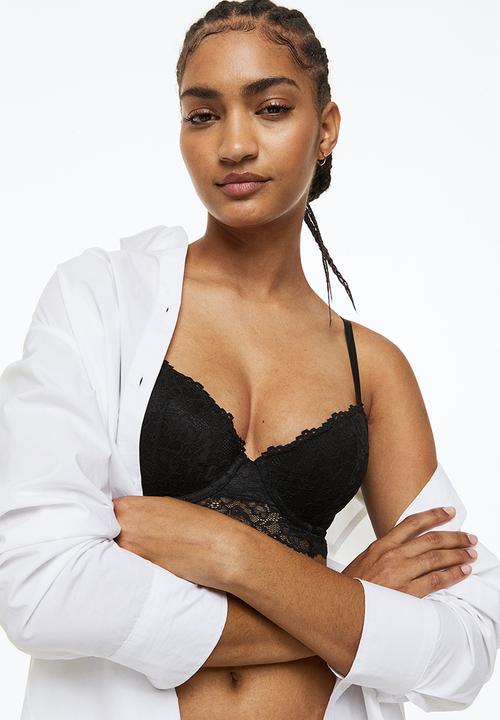 H&M - Padded underwired lace bra - black