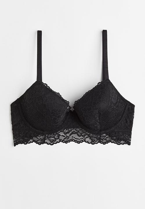 H&M - Padded underwired lace bra - black
