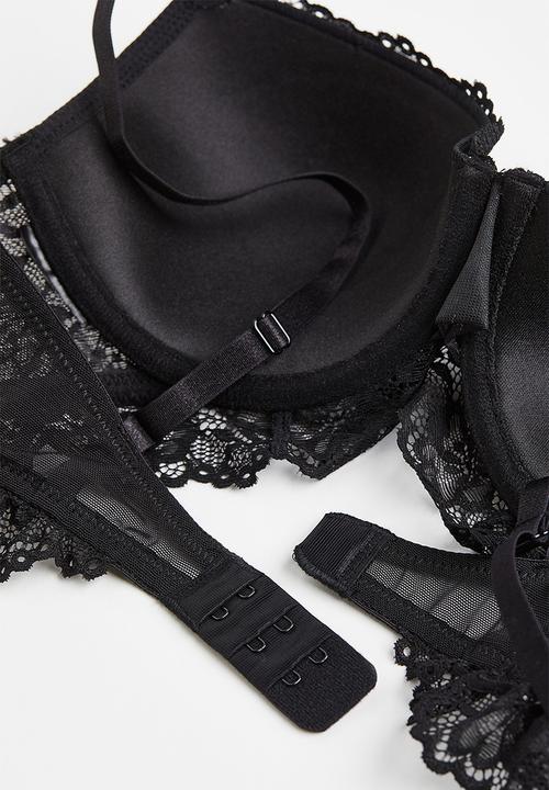 H&M - Padded underwired lace bra - black