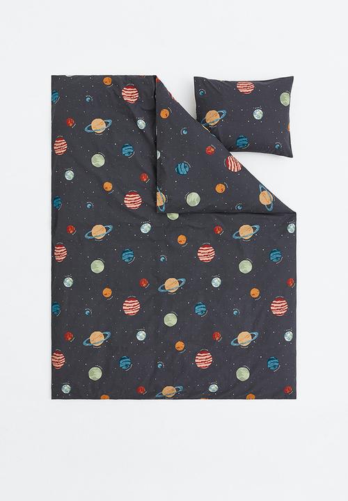 H&M - Patterned single duvet cover set - grey/multi