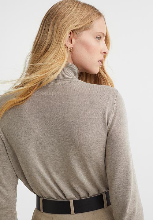 H&M - Fine-knit polo-neck jumper - greige
