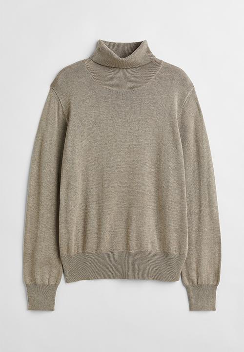 H&M - Fine-knit polo-neck jumper - greige