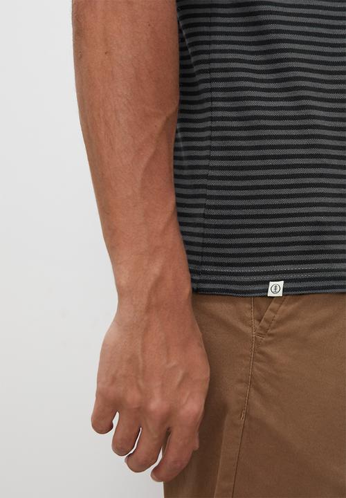 Lark & Crosse - Regular fit pique striped golfer - navy