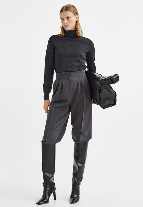 H&M - Fine-knit polo-neck jumper - dark grey marl