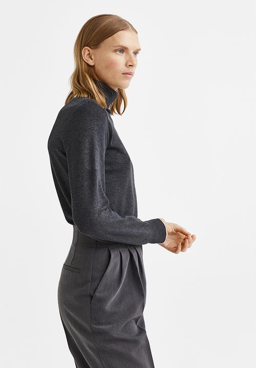 H&M - Fine-knit polo-neck jumper - dark grey marl
