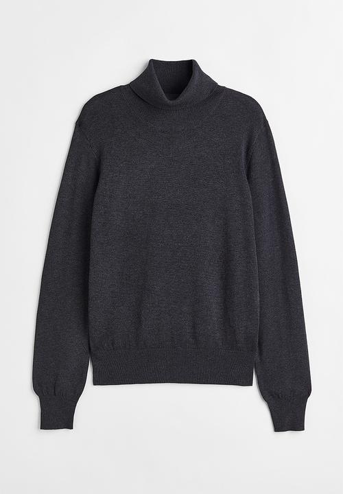 H&M - Fine-knit polo-neck jumper - dark grey marl