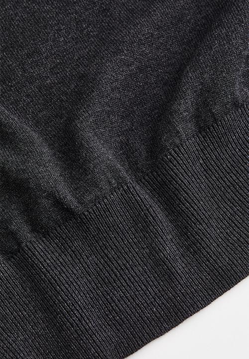 H&M - Fine-knit polo-neck jumper - dark grey marl
