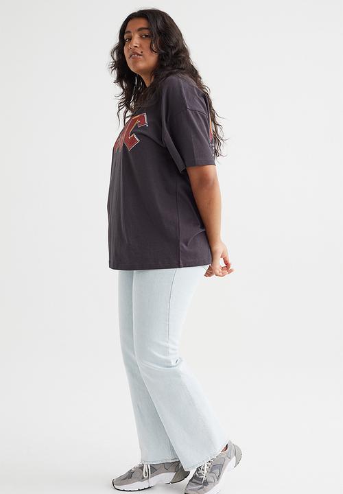 H&M - Oversized printed T-shirt - dark grey/ac/dc