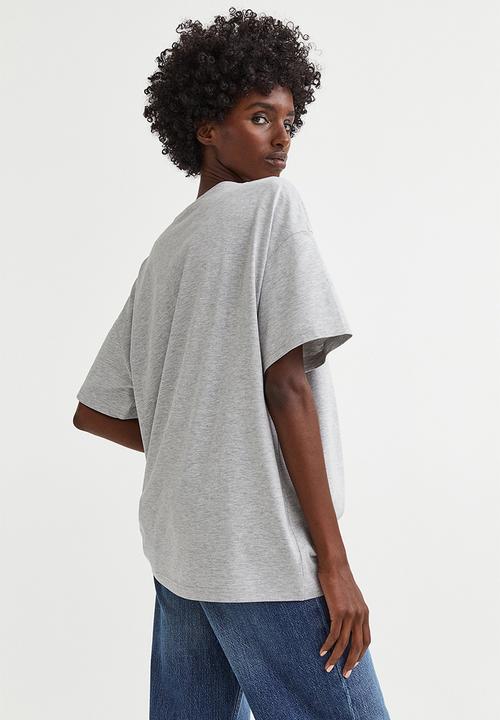 H&M - Oversized printed T-shirt - light grey marl/harvard