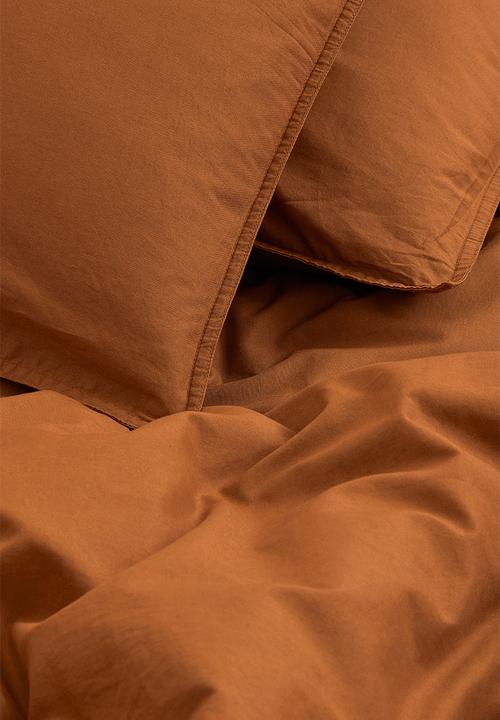 H&M - Double/king size cotton duvet cover set - brown