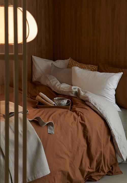H&M - Double/king size cotton duvet cover set - brown