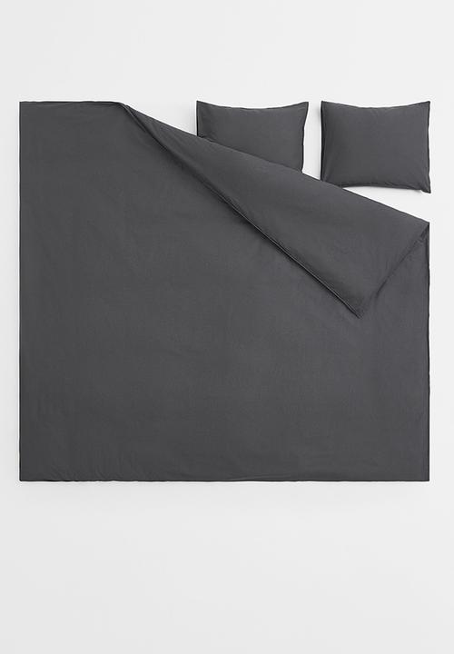 H&M - Double/king size cotton duvet cover set - grey