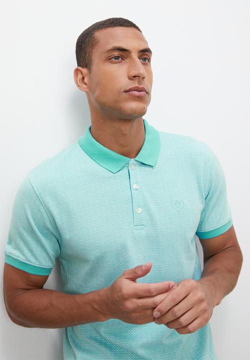 Lark & Crosse - Regular fit textured pattern golfer - aqua