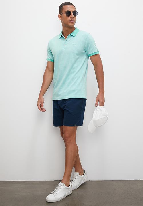 Lark & Crosse - Regular fit textured pattern golfer - aqua