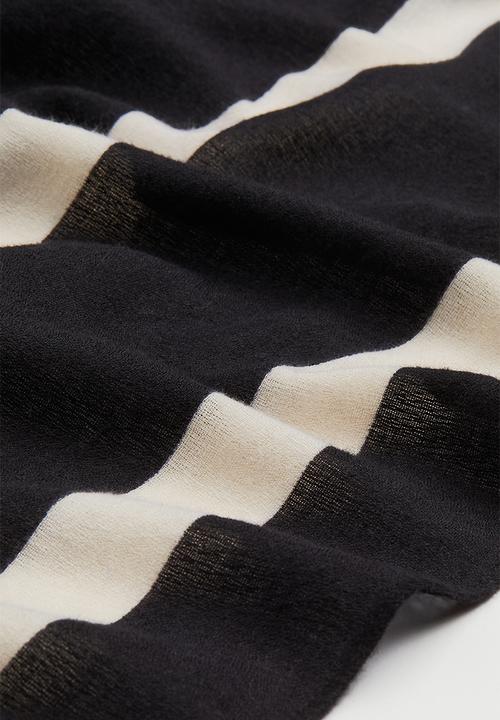 H&M - Patterned scarf - black & cream