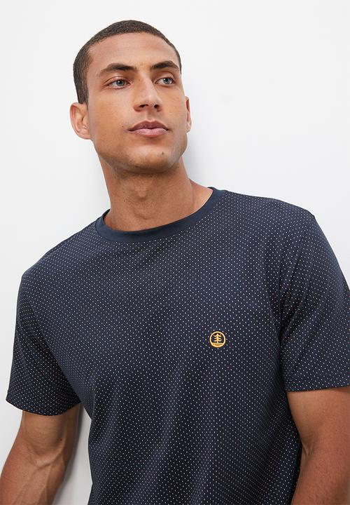 Lark & Crosse - Allover printed pattern crew neck tee - navy