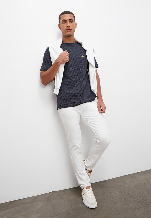 Lark & Crosse - Allover printed pattern crew neck tee - navy