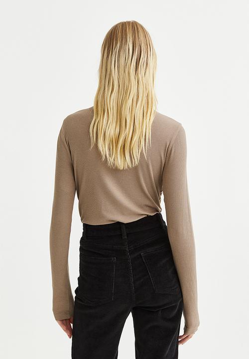 H&M - Modal-blend polo-neck top - beige