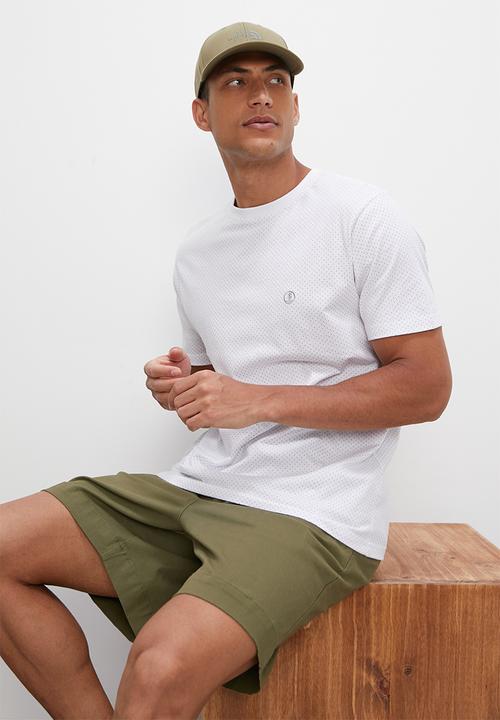 Lark & Crosse - Allover printed pattern crew neck tee - white